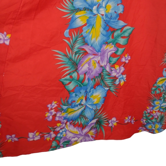 Royal Creations Sarong Wrap Red with Hawaiian Floral made in Hawaii Vintage - Picture 6 of 15
